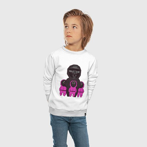 Детский свитшот Персонажи сериала игра в кальмара / Белый – фото 4