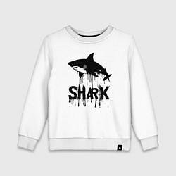 Свитшот хлопковый детский Черная акула с каплями, цвет: белый