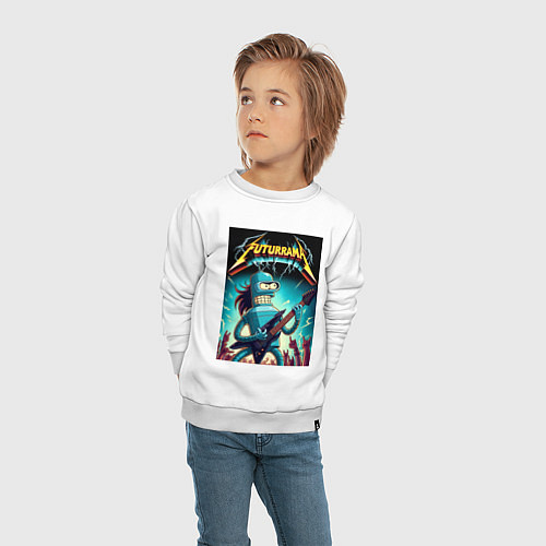 Детский свитшот Хард рок гитарист Бендер лидер группы Футурама / Белый – фото 4