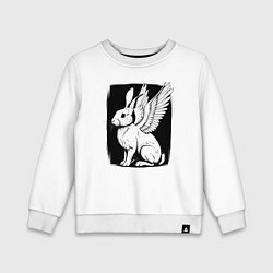 Свитшот хлопковый детский Крылатый кролик, цвет: белый