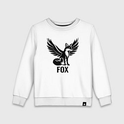 Свитшот хлопковый детский Лис с крыльями, цвет: белый