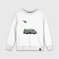 Свитшот хлопковый детский Летающий грузовик Bread ретрофутуризм, цвет: белый