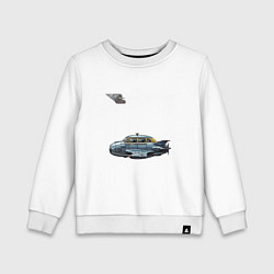 Свитшот хлопковый детский Летающее такси ретрофутуризм стримлайн, цвет: белый