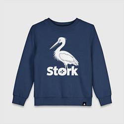 Свитшот хлопковый детский Аисты в минимализме, цвет: тёмно-синий