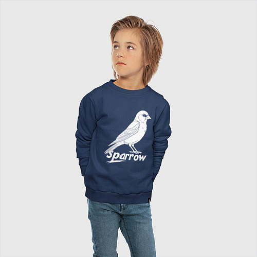 Детский свитшот Воробей белый логотип / Тёмно-синий – фото 4