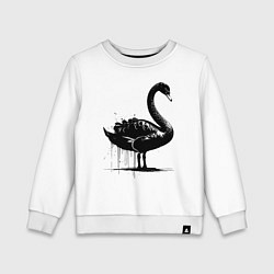 Свитшот хлопковый детский Черный лебедь в краске, цвет: белый