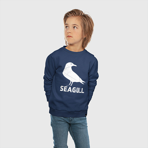 Детский свитшот Морская белая чайка / Тёмно-синий – фото 4