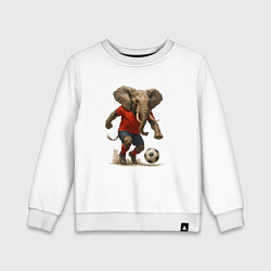 Свитшот хлопковый детский Слон играет в футбол, цвет: белый