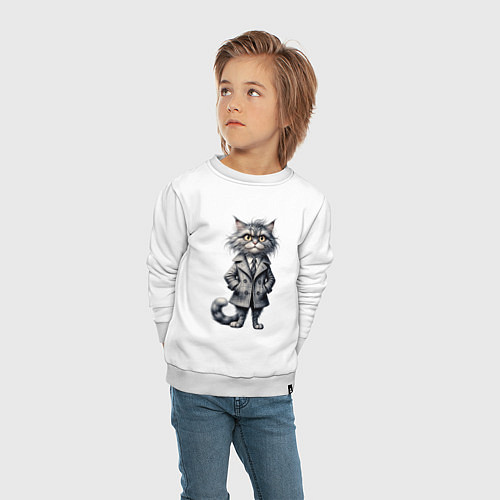 Детский свитшот Это кот в пальто / Белый – фото 4