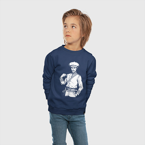 Детский свитшот Статный казак / Тёмно-синий – фото 4