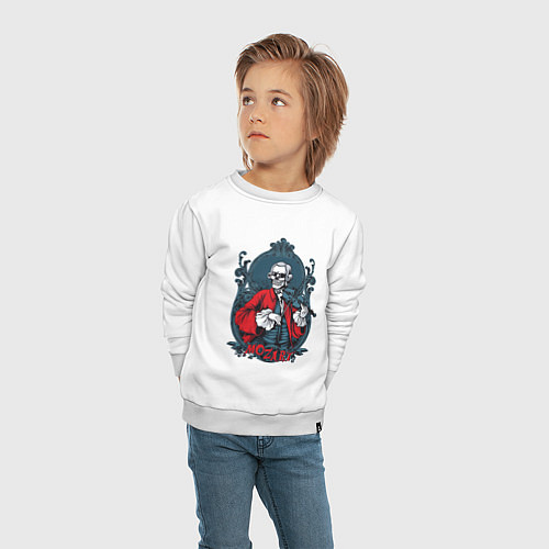 Детский свитшот Моцарт скелет винтаж / Белый – фото 4