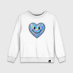 Свитшот хлопковый детский Синее блестящее сердечко, цвет: белый