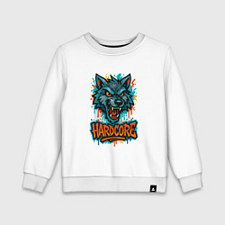 Свитшот хлопковый детский Hardcore волк, цвет: белый