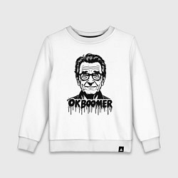 Свитшот хлопковый детский Ok boomer со стариком, цвет: белый