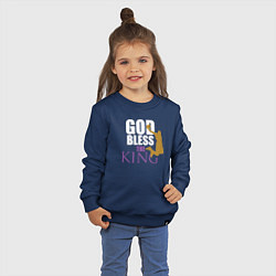 Свитшот хлопковый детский God bless the king, цвет: тёмно-синий — фото 2