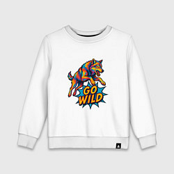 Свитшот хлопковый детский Go wild цветной волк, цвет: белый