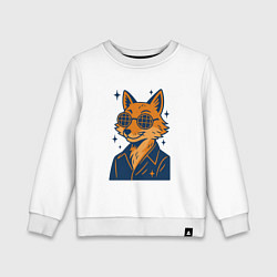 Свитшот хлопковый детский Лиса в очках, цвет: белый