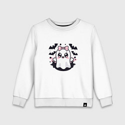Свитшот хлопковый детский Милый ужастик, цвет: белый