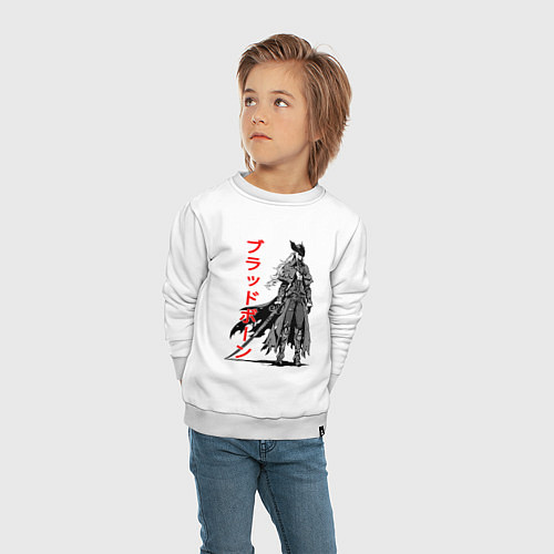 Детский свитшот Охотница из Bloodborne / Белый – фото 4