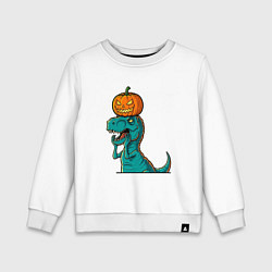 Свитшот хлопковый детский Тирекс и тыква, цвет: белый