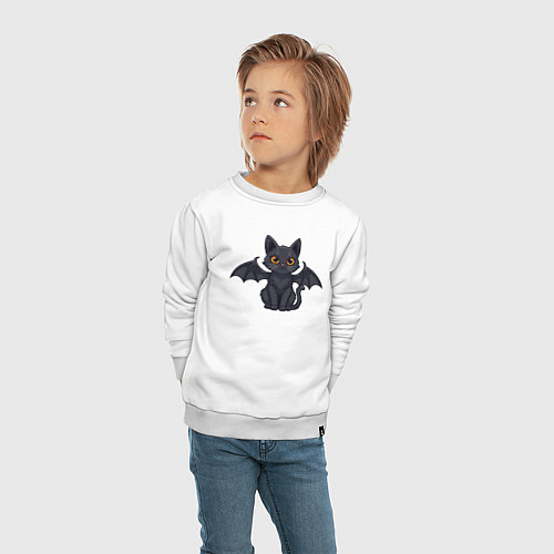 Детский свитшот Демонический котик / Белый – фото 4