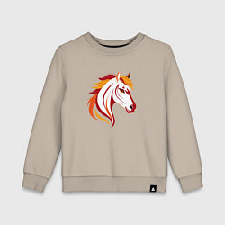 Свитшот хлопковый детский Красная огненная лошадь, символ года, цвет: миндальный