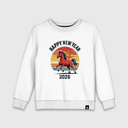 Свитшот хлопковый детский Красная огненная лошадь 2026, цвет: белый