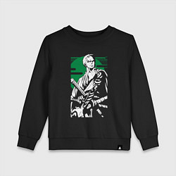 Свитшот хлопковый детский Ророноа Зоро три катаны, цвет: черный
