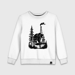 Свитшот хлопковый детский Медведь и нефтяные вышки, цвет: белый