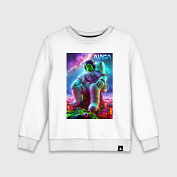 Свитшот хлопковый детский Шрек астронавт НАСА - неоновый космос, цвет: белый
