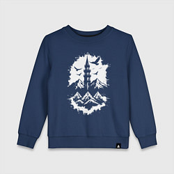 Свитшот хлопковый детский Башня с орлами в горах, цвет: тёмно-синий
