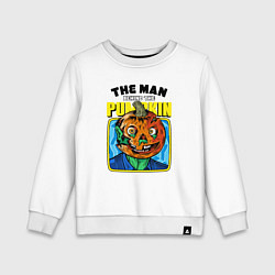Свитшот хлопковый детский The man pumpkin, цвет: белый