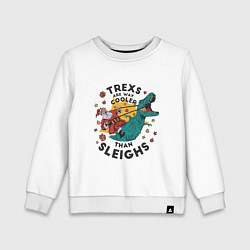 Свитшот хлопковый детский Санта на динозавре, цвет: белый