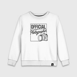 Свитшот хлопковый детский Официальный фотограф, цвет: белый