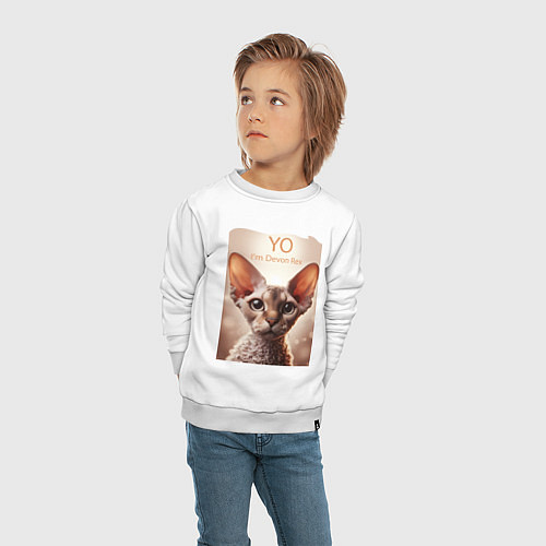 Детский свитшот Yo - Im Devon Rex / Белый – фото 4