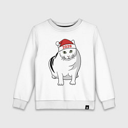 Свитшот хлопковый детский Мемный кот Бендер - 2026, цвет: белый