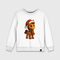 Свитшот хлопковый детский Новогодняя лошадка 2026, цвет: белый