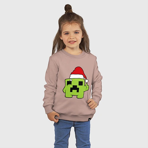 Детский свитшот Minecraft: New Year / Пыльно-розовый – фото 3