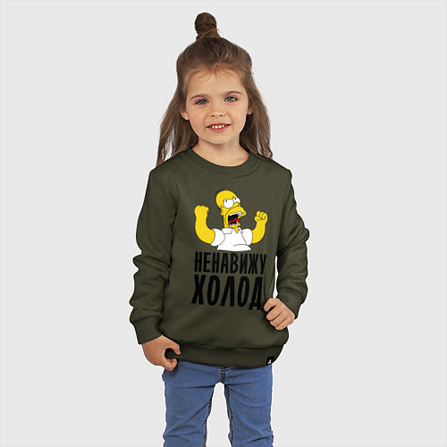 Детский свитшот Ненавижу холод / Хаки – фото 3