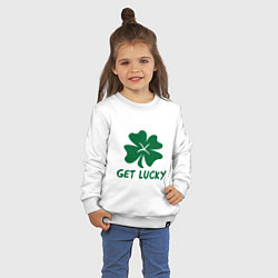 Свитшот хлопковый детский Get lucky, цвет: белый — фото 2