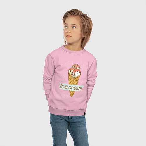 Детский свитшот Ice cream / Светло-розовый – фото 4