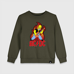 Свитшот хлопковый детский AC/DC Homer, цвет: хаки