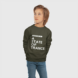 Свитшот хлопковый детский Together in A State of Trance, цвет: хаки — фото 2