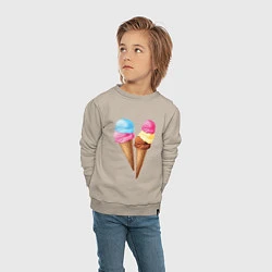 Свитшот хлопковый детский Мороженое, цвет: миндальный — фото 2