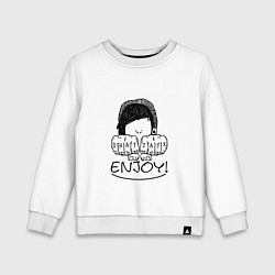 Свитшот хлопковый детский OHAY JAYX: Enjoy, цвет: белый