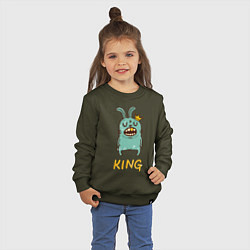 Свитшот хлопковый детский Rabbit King, цвет: хаки — фото 2