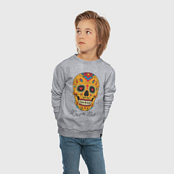 Свитшот хлопковый детский Мексиканский череп, цвет: меланж — фото 2
