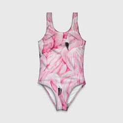 Купальник для девочки Pink Flamingos, цвет: 3D-принт