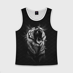 Майка-безрукавка детская Тигр рычит Tiger realistic, цвет: 3D-белый