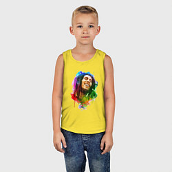 Майка детская хлопок Улыбающийся Боб Марли, цвет: желтый — фото 2